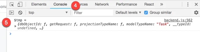 Step four and five, navigating to the console tab and then taking notice of a new variable.